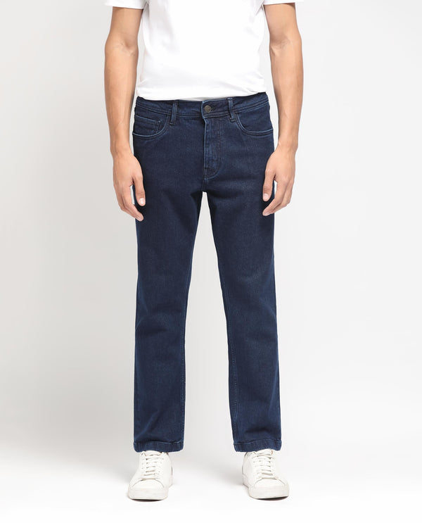 Rare Rabbit Men's Polin Navy Dark Wash Mid-Rise Regular Fit Jeans