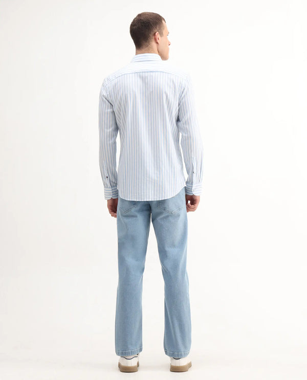 Rare Rabbit Men's Polin Light Blue Light Wash Mid-Rise Regular Fit Jeans