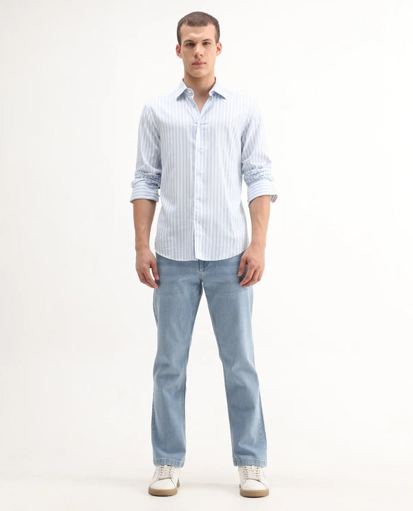 Rare Rabbit Men's Polin Light Blue Light Wash Mid-Rise Regular Fit Jeans