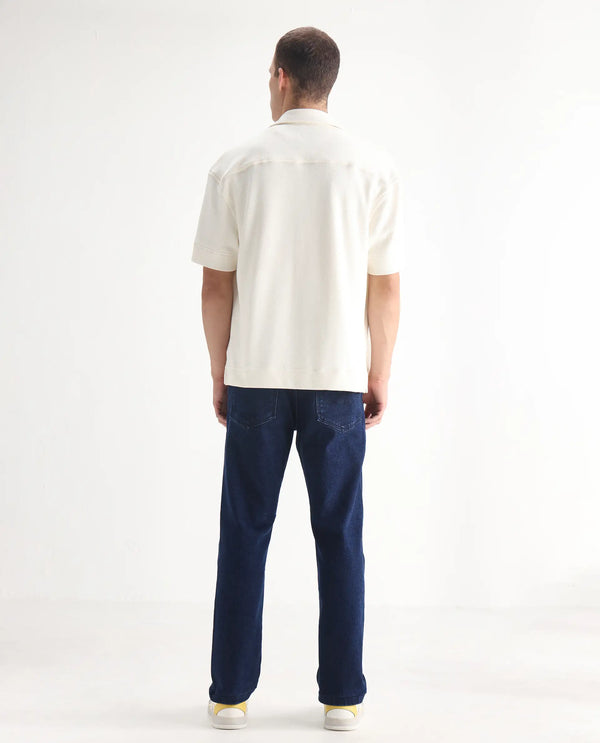 Rare Rabbit Men's Polin Navy Dark Wash Mid-Rise Regular Fit Jeans