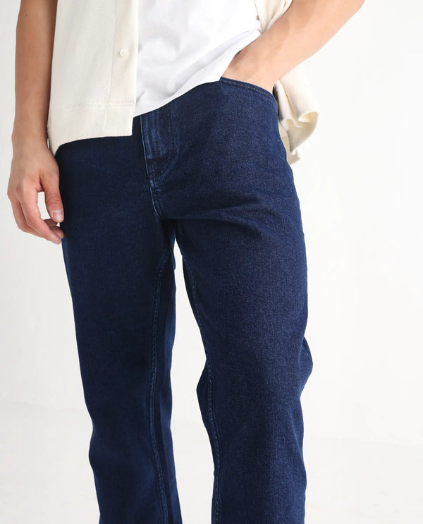 Rare Rabbit Men's Polin Navy Dark Wash Mid-Rise Regular Fit Jeans