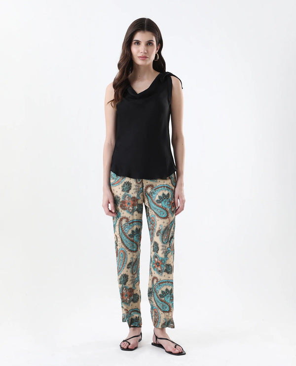 Rareism Women Posrita Multi Straight Fit Ankle Length Paisley Print Trouser