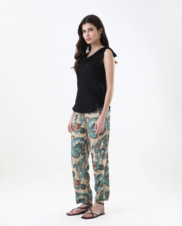 Rareism Women Posrita Multi Straight Fit Ankle Length Paisley Print Trouser
