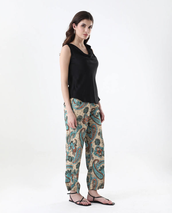 Rareism Women Posrita Multi Straight Fit Ankle Length Paisley Print Trouser