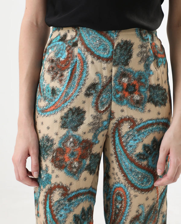 Rareism Women Posrita Multi Straight Fit Ankle Length Paisley Print Trouser