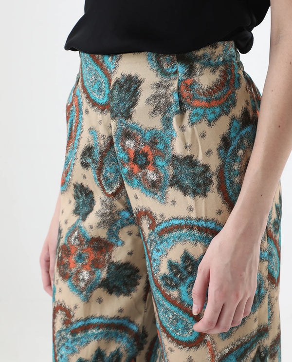 Rareism Women Posrita Multi Straight Fit Ankle Length Paisley Print Trouser