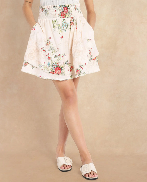 Rareism Women Prato Multi Relaxed Fit Mini Floral Print Skirt