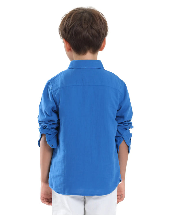 Rare Ones Kids Presto Blue Cotton Full Sleeve Solid Shirt