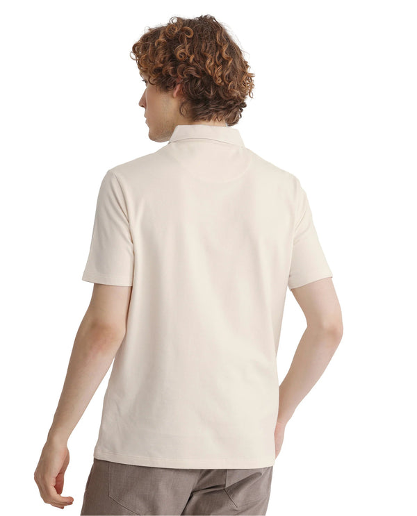 Rare Rabbit Men Presto Off White Short Sleeve Collared Neck Plain Polo