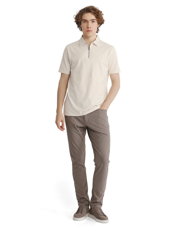 Rare Rabbit Men Presto Off White Short Sleeve Collared Neck Plain Polo