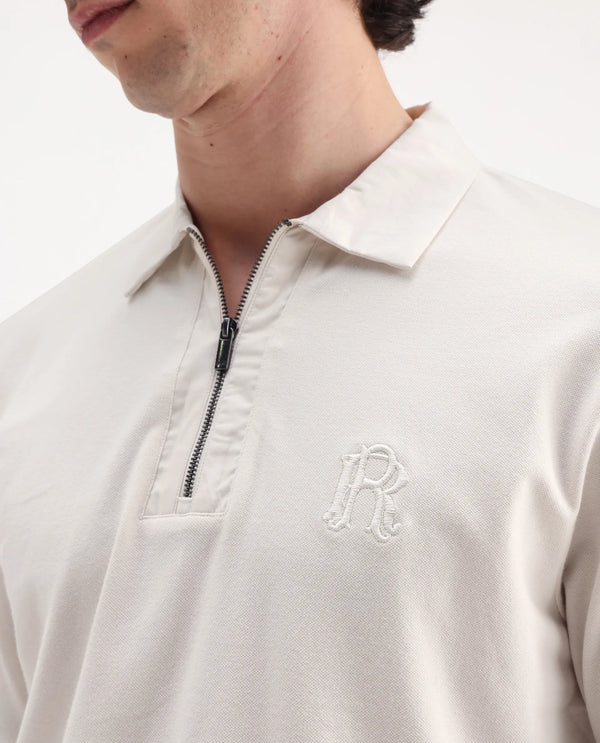 Rare Rabbit Men Presto Off White Short Sleeve Collared Neck Plain Polo