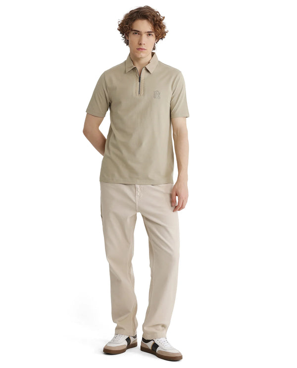 Rare Rabbit Men Presto Pastel Green Short Sleeve Zipper Closure Embroidered Logo Plain Polo