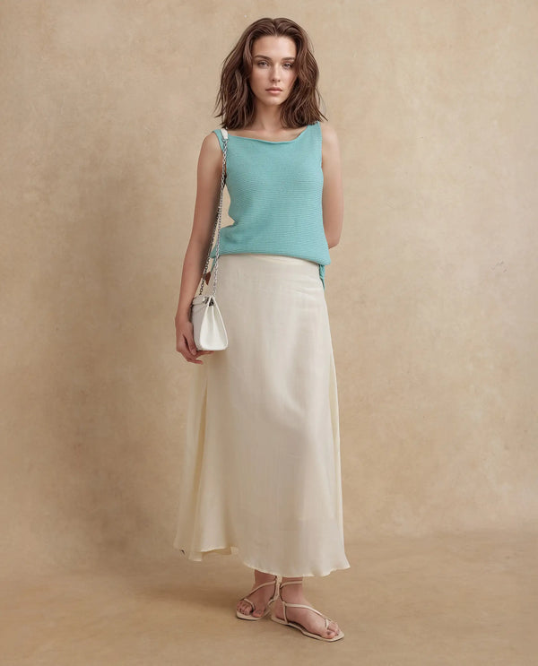 Rareism Women Prewig Light Blue Cotton Fabric Sleeveless Relaxed Fit Top
