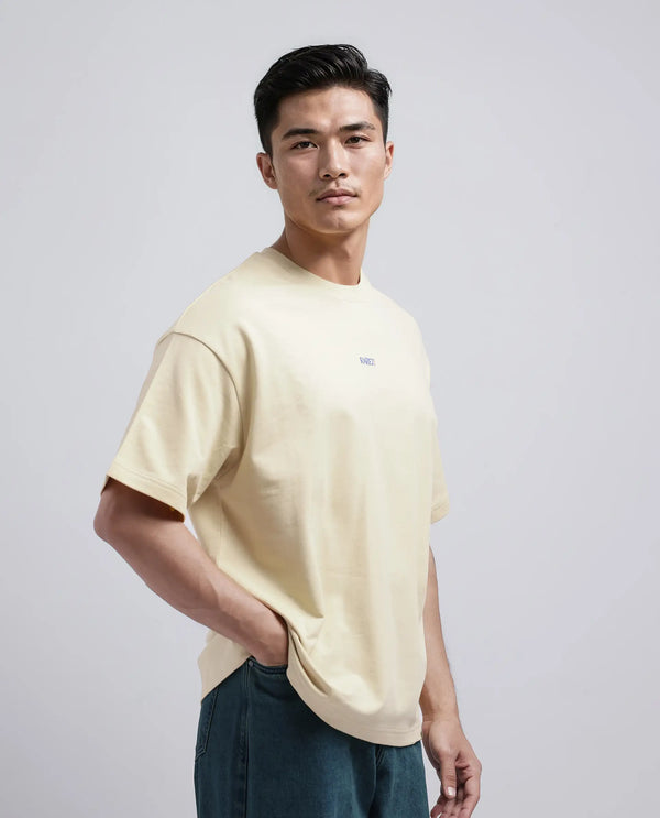 Rare Rabbit Men's Quote Yellow Cotton Fabric Half Sleeve Crew Neck Oversized Fit Graphic Print T-Shirt
