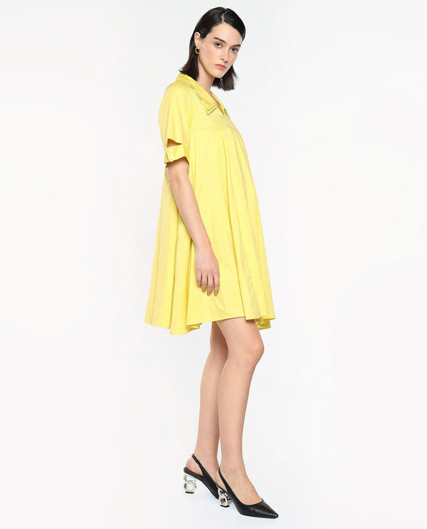 Rareism Women Qurad Yellow Plain Dress