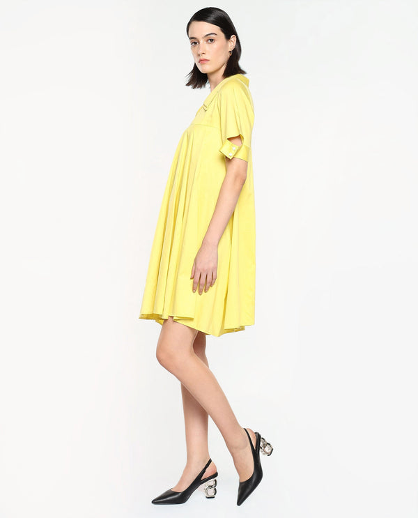 Rareism Women Qurad Yellow Plain Dress