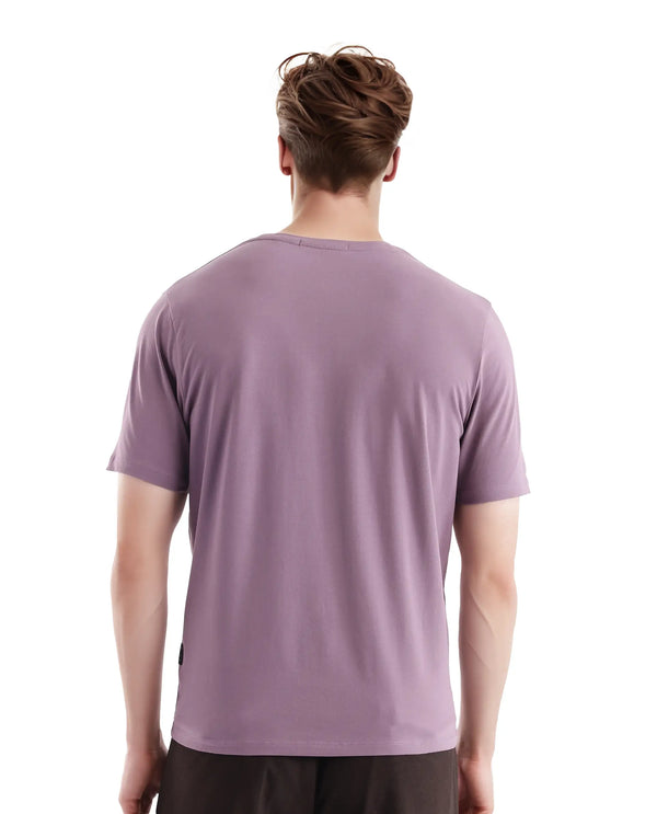 Rare Rabbit Men Rabo Dusky Purple Short Sleeve Crew Neck Printed T-Shirt