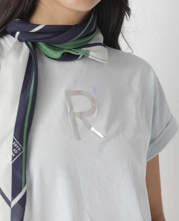 Rareism Women Rad Blue Cotton Fabric Regular Fit Half Sleeves Graphic Print Crew Neck T-Shirt