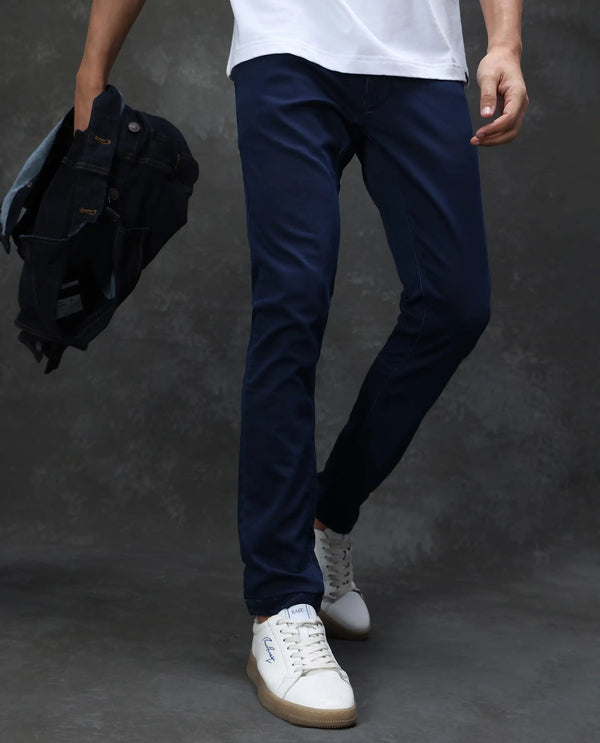 Rare Rabbit Men's Radley Blue Dark Wash Mid-Rise Regular Fit Jeans