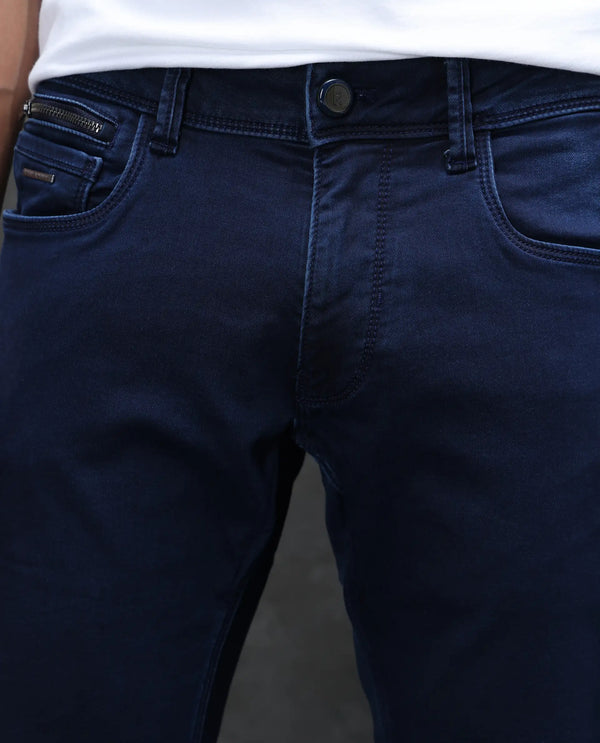Rare Rabbit Men's Radley Blue Dark Wash Mid-Rise Regular Fit Jeans