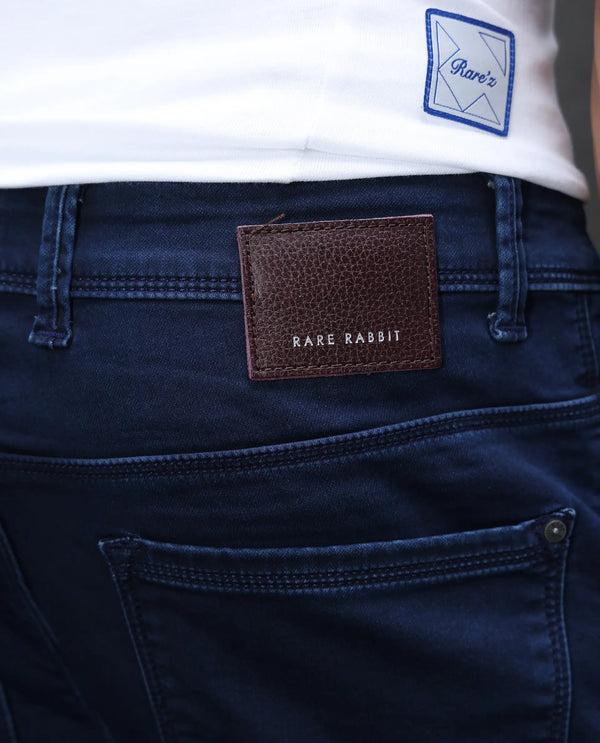 Rare Rabbit Men's Radley Blue Dark Wash Mid-Rise Regular Fit Jeans