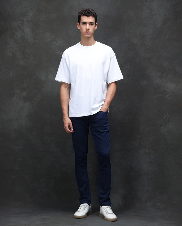 Rare Rabbit Men's Radley Blue Dark Wash Mid-Rise Regular Fit Jeans