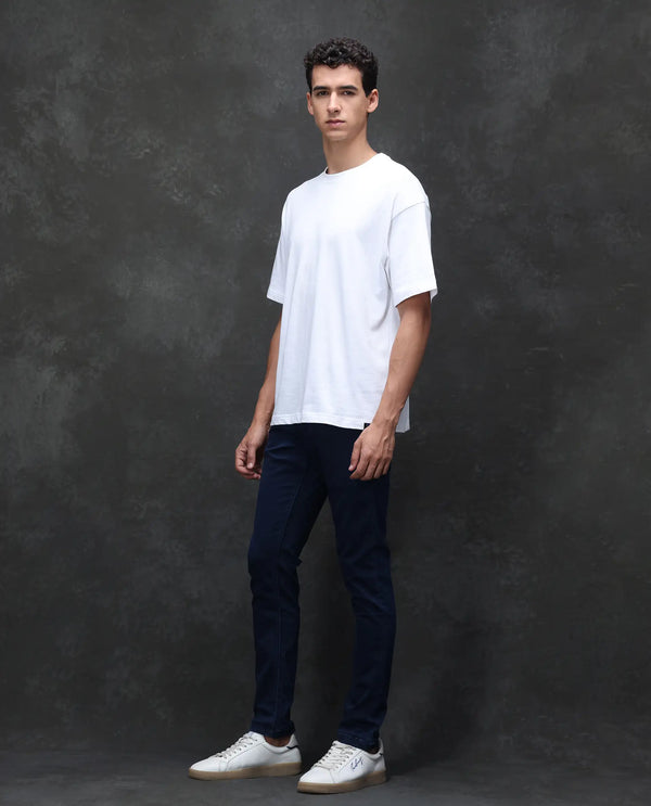 Rare Rabbit Men's Radley Blue Dark Wash Mid-Rise Regular Fit Jeans