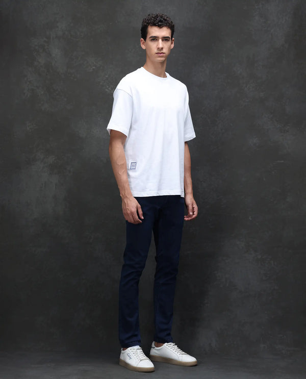 Rare Rabbit Men's Radley Blue Dark Wash Mid-Rise Regular Fit Jeans