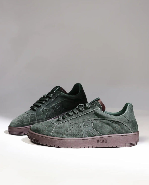 Rare Rabbit Men's Ragno Green Genuine Suede Leather Low-Top Lace Up Sneaker Shoes