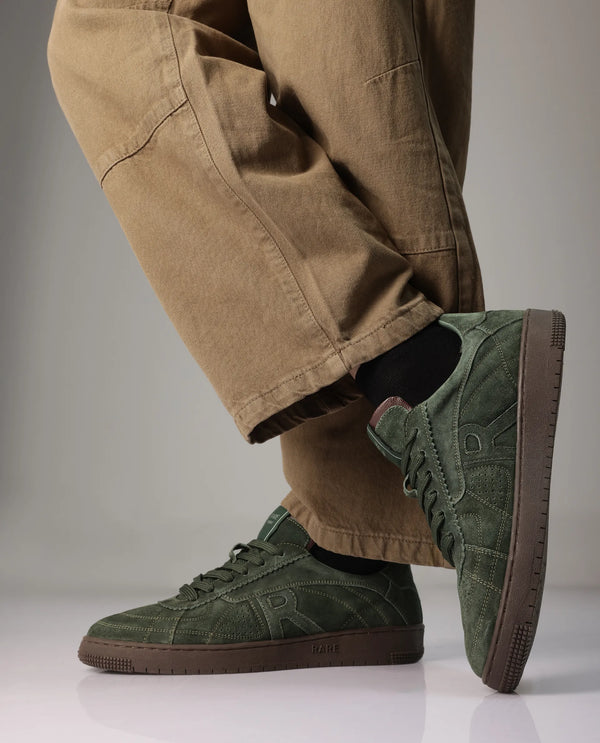 Rare Rabbit Men's Ragno Green Genuine Suede Leather Low-Top Lace Up Sneaker Shoes