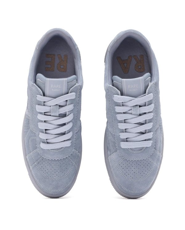 Rare Rabbit Men's Ragno Grey Genuine Suede Leather Low-Top Lace Up Sneaker Shoes