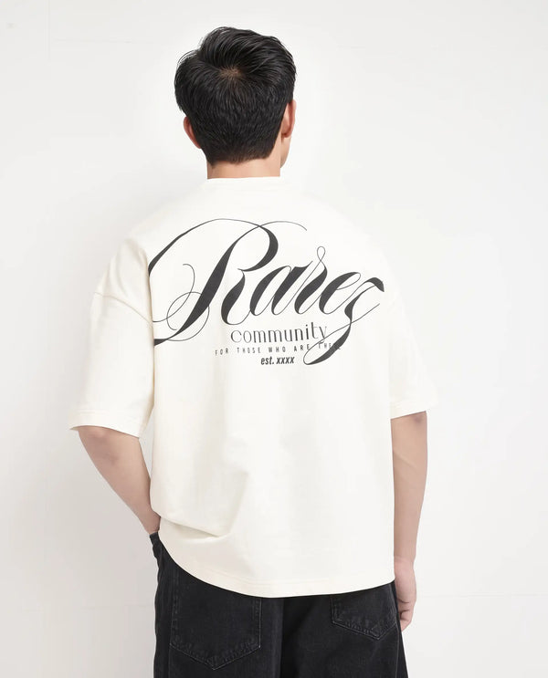 Rare Rabbit Men Rano Off White Cotton Fabric Short Sleeve Slip-On Boxy Fit Printed T-Shirt