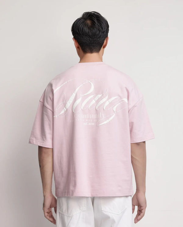 Rare Rabbit Men Rano Pink Cotton Fabric Short Sleeve Slip-On Boxy Fit Printed T-Shirt