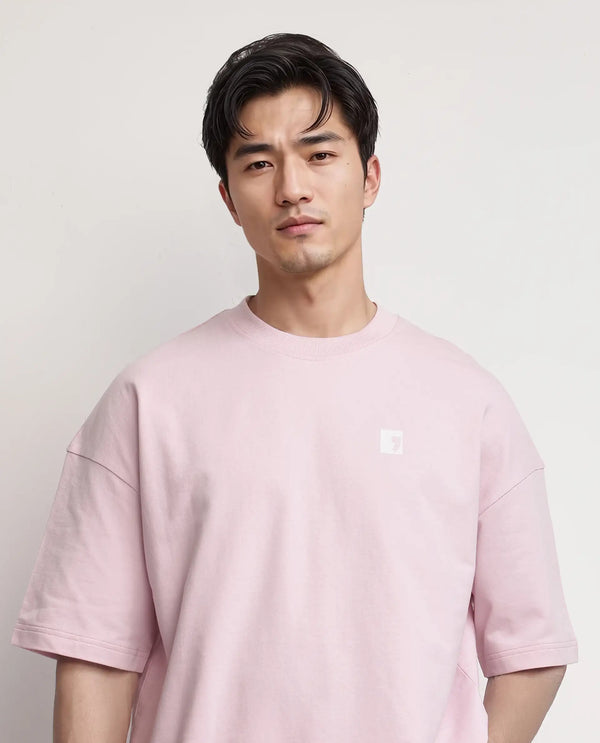 Rare Rabbit Men Rano Pink Cotton Fabric Short Sleeve Slip-On Boxy Fit Printed T-Shirt