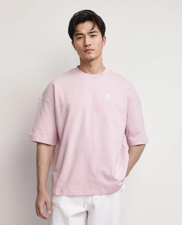 Rare Rabbit Men Rano Pink Cotton Fabric Short Sleeve Slip-On Boxy Fit Printed T-Shirt