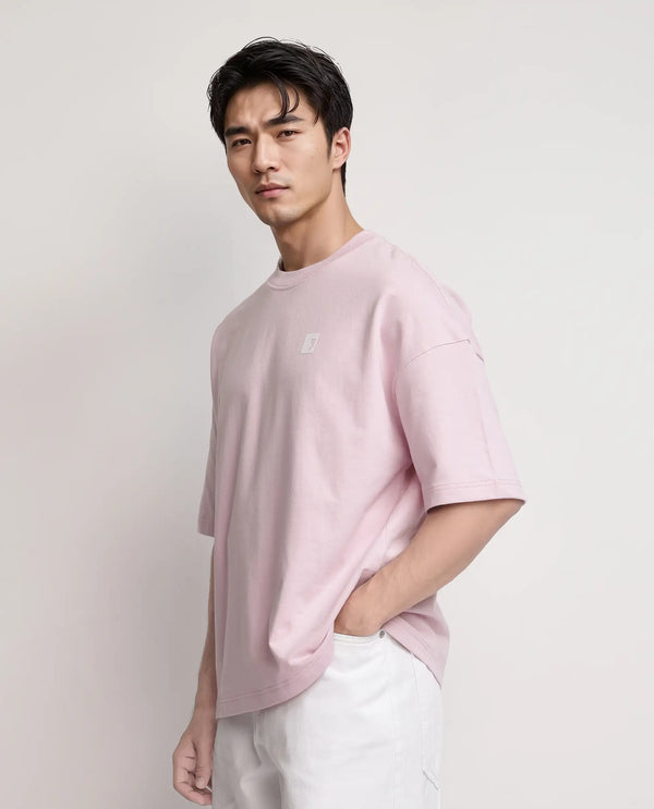 Rare Rabbit Men Rano Pink Cotton Fabric Short Sleeve Slip-On Boxy Fit Printed T-Shirt