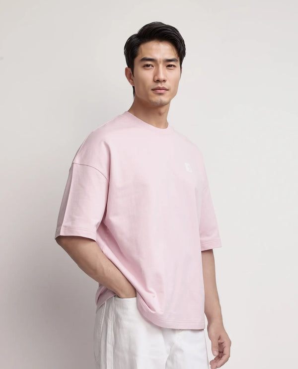 Rare Rabbit Men Rano Pink Cotton Fabric Short Sleeve Slip-On Boxy Fit Printed T-Shirt