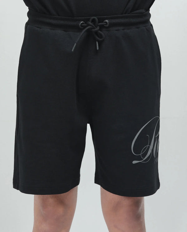 Rare Rabbit Men Ranot Black Cotton Fabric Oversized Graphic Print Shorts