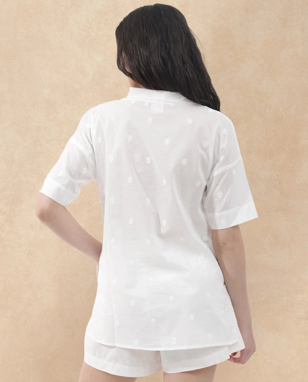 Rareism Women Raviolt White Cotton Fabric Regular Sleeves V-Neck Solid Regular Length Top
