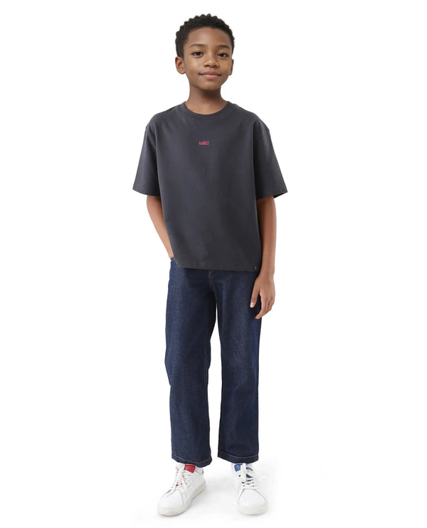 Rare Ones Kids Raw Navy Cotton Plain Button And Zip Closure Regular Fit Jeans