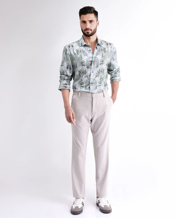Rare Rabbit Men Reca Light Green Viscose Fabric Full Sleeve Spread Collar Button Closure Abstract Print Shirt