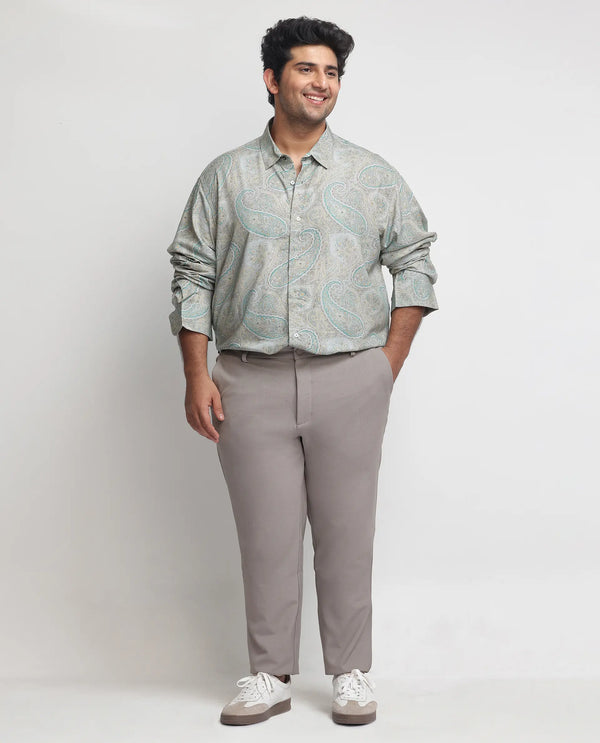 Rare Rabbit Men's Rego Pastel Green Paisley Print Full Sleeves Shirt Plus Size