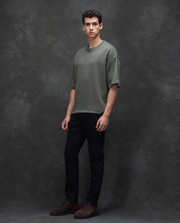 Rare Rabbit Men's Reid Dark Blue Cotton Blend Fabric Shank And Zip Closure Hawk Slim Fit Plain Jeans