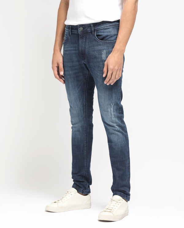 Rare Rabbit Men's Reims Light Blue Mid Wash Mid-Rise Slim Fit Jeans