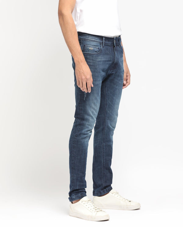 Rare Rabbit Men's Reims Light Blue Mid Wash Mid-Rise Slim Fit Jeans