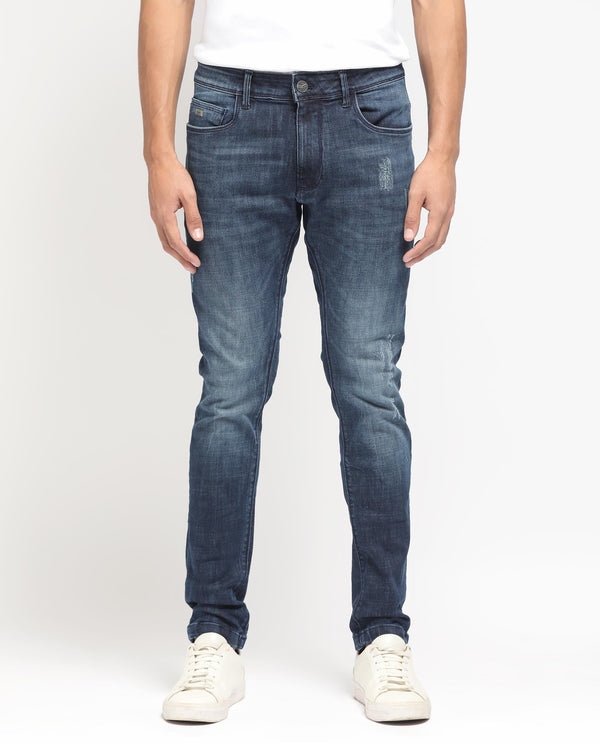 Rare Rabbit Men's Reims Light Blue Mid Wash Mid-Rise Slim Fit Jeans