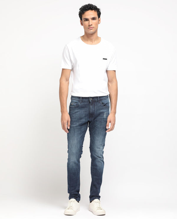 Rare Rabbit Men's Reims Light Blue Mid Wash Mid-Rise Slim Fit Jeans