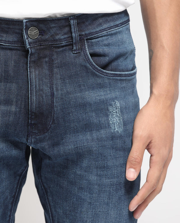 Rare Rabbit Men's Reims Light Blue Mid Wash Mid-Rise Slim Fit Jeans
