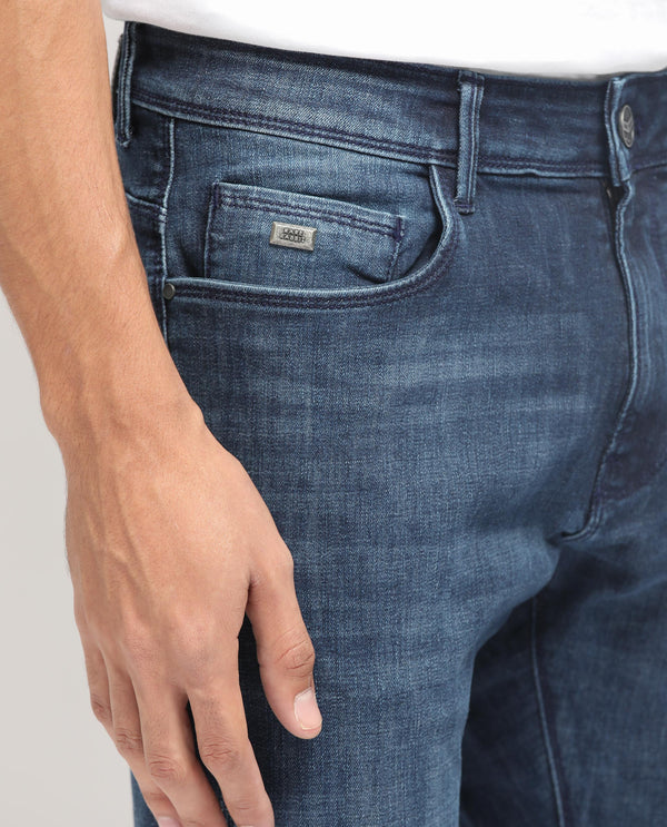 Rare Rabbit Men's Reims Light Blue Mid Wash Mid-Rise Slim Fit Jeans