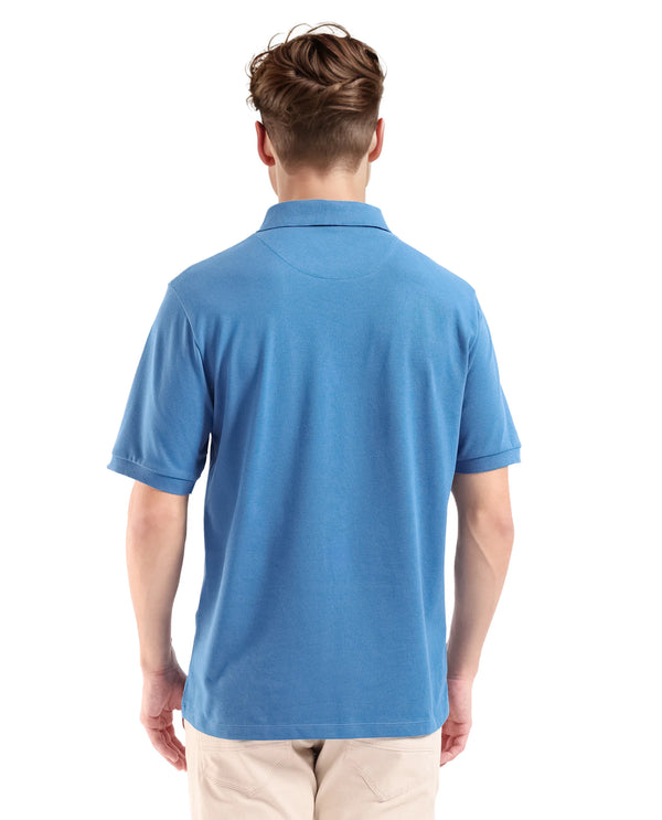 Rare Rabbit Men Rem Blue Cotton Fabric Short Sleeve Regular Fit HD Print Branded Polo